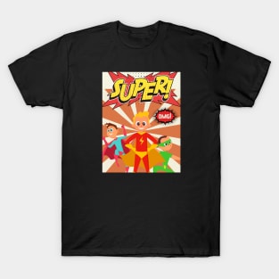 Super boys with OMG Comic book style T-Shirt